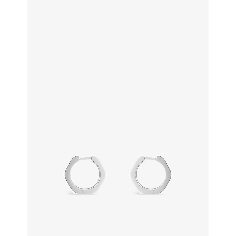 Shop Gucci Women's Silver Trademark Sterling Silver Hoop Earrings