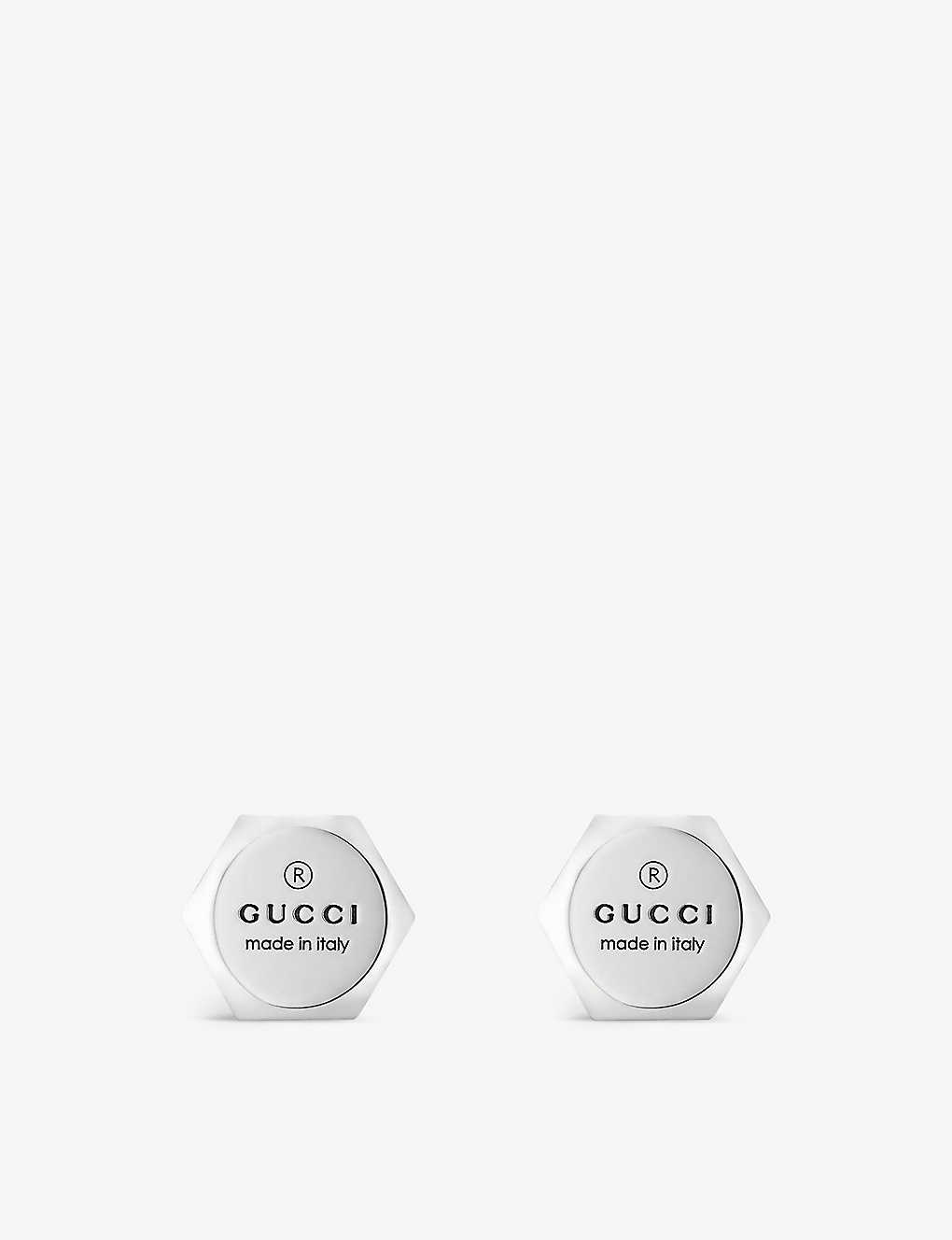 Gucci Womens Silver Trademark Sterling Silver Earrings