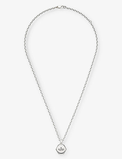 GUCCI: Trademark sterling silver pendant necklace