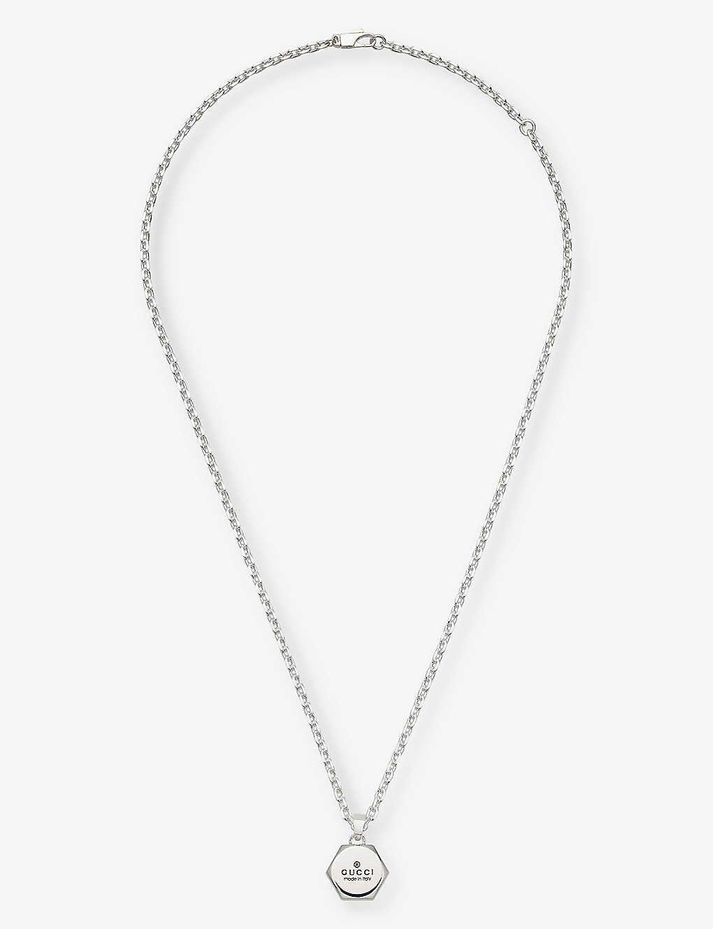 Gucci Womens Silver Trademark Sterling Silver Pendant Necklace