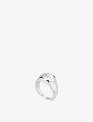 Gucci Womens Silver Trademark Logo-embossed Sterling-silver Ring