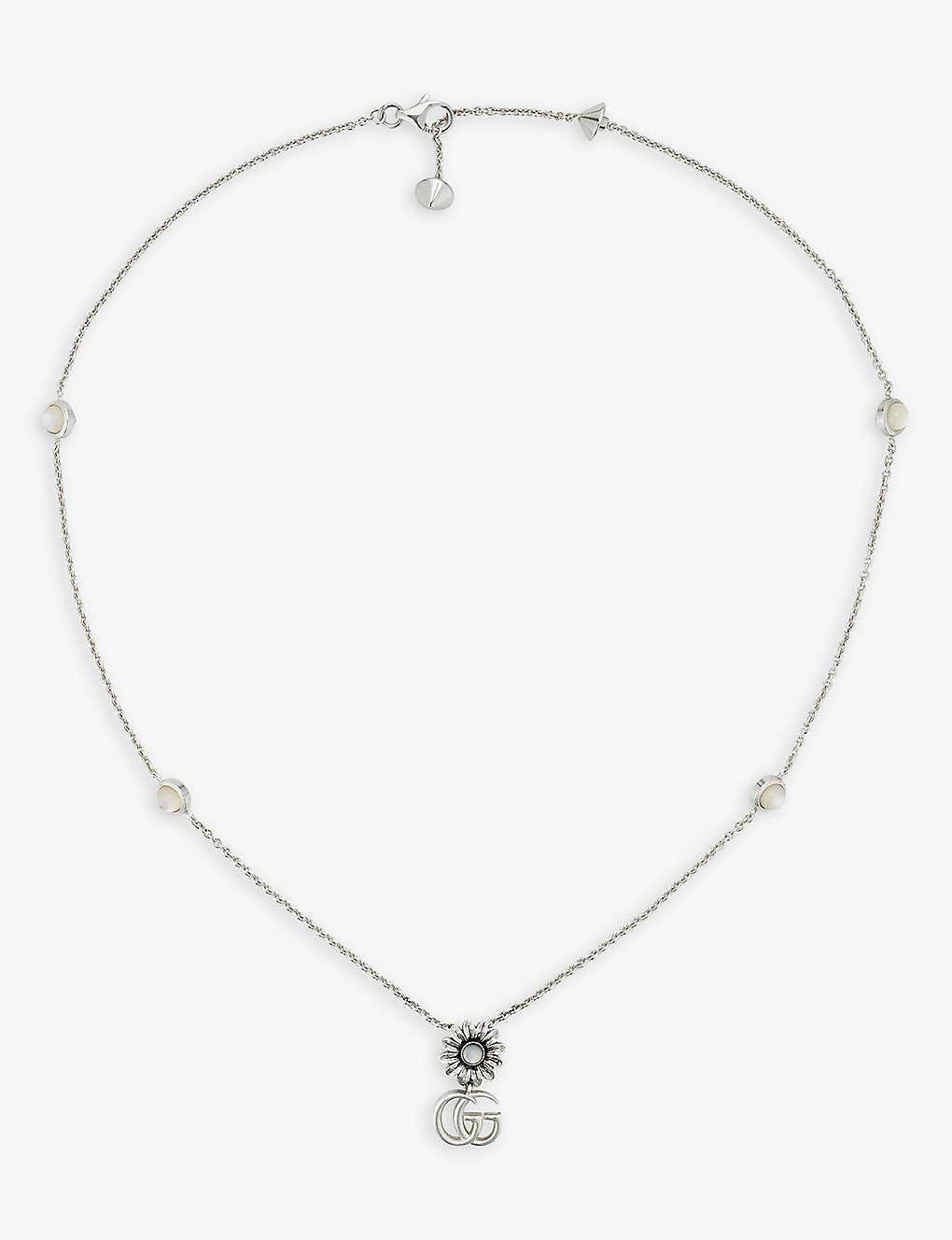 Shop Gucci Womens Silver Gg Marmont Mother-of-pearl Sterling-silver Necklace