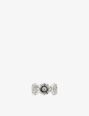Shop Gucci Women's Silver Gg Marmont Flower Sterling-silver Ring
