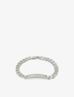 GUCCI: Gucci Tag diagonal interlocking-G tag sterling-silver bracelet
