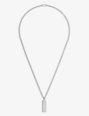 GUCCI: Interlocking-G tag sterling-silver necklace