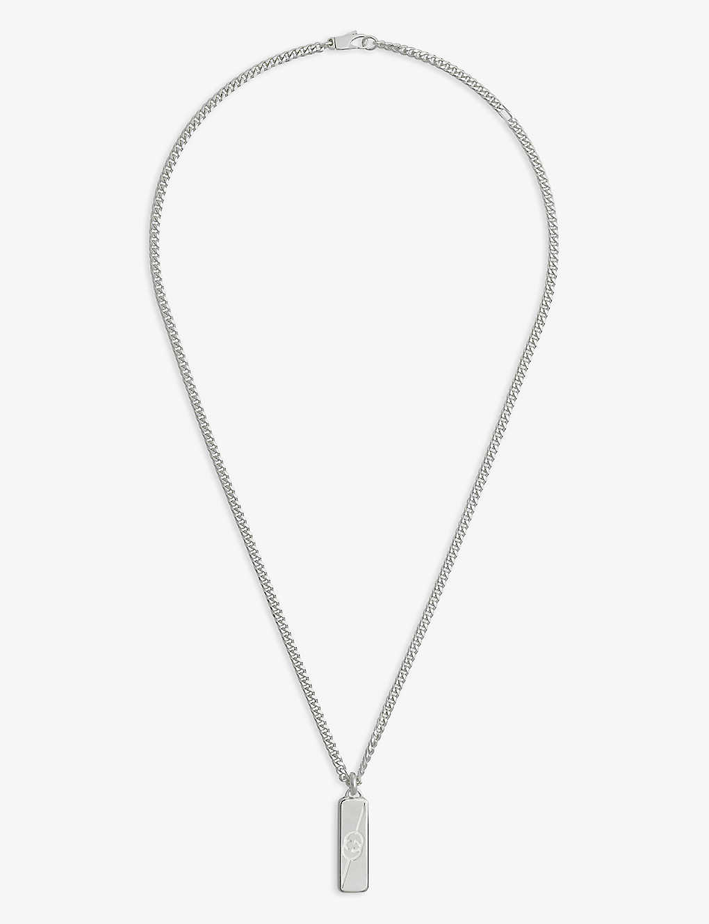 Gucci Womens Silver Interlocking-g Tag Sterling-silver Necklace