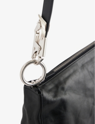 Shop Burberry Knight Leather Shoulder Bag In Black