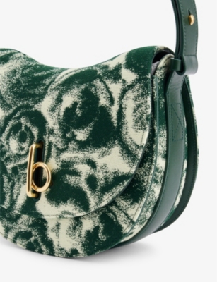 Shop Burberry Women's Ivy Rocking Horse Rose-print Wool-blend Shoulder Bag