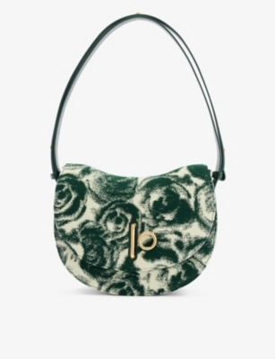 BURBERRY: Rocking Horse rose-print wool-blend shoulder bag