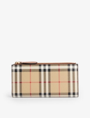 BURBERRY: Checked bifold faux-leather wallet