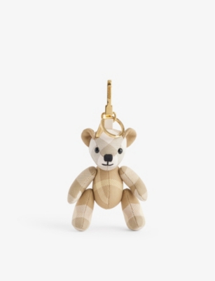 BURBERRY - Thomas Bear check-pattern wool-blend keyring | Selfridges.com