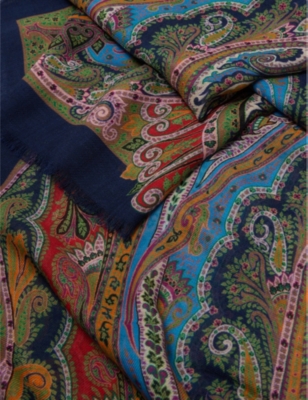 Shop Etro Paisley-print Fringed Cashmere Scarf In Multi