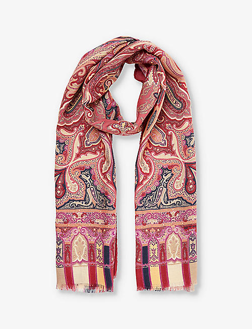 ETRO: Paisley-print fringed cashmere and silk-blend scarf