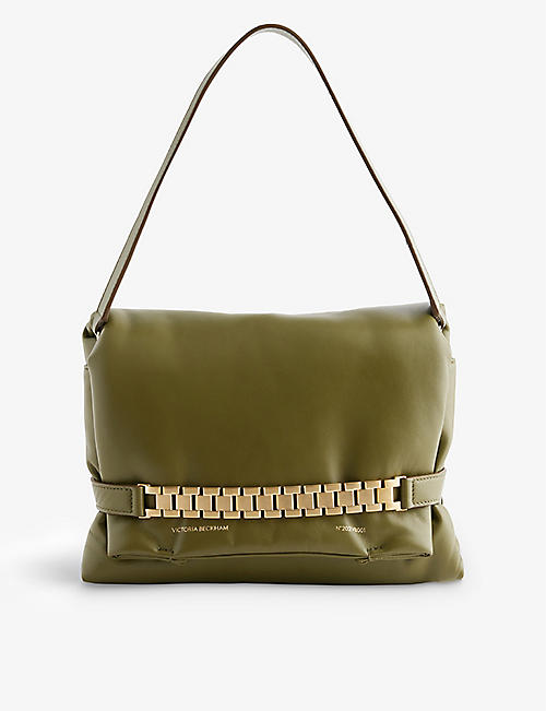 VICTORIA BECKHAM: Puffy chain-embellished leather pouch bag
