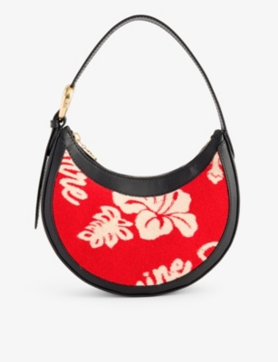 Shop Marine Serre Women's Red Eclips Hawaiian-print Leather Shoulder Bag
