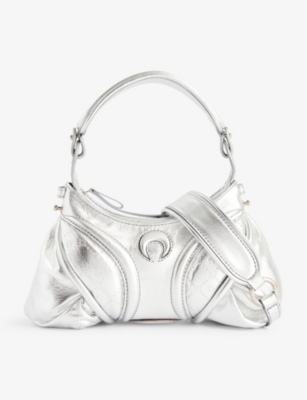 MARINE SERRE: Futura mini metallic-leather shoulder bag
