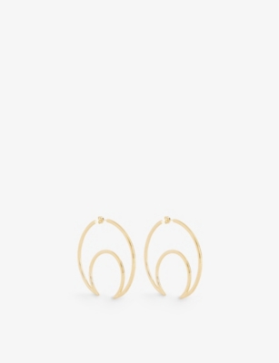 MARINE SERRE: Moon gold-tone recycled-brass hoop earrings