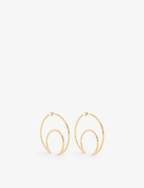 MARINE SERRE: Moon gold-tone recycled-brass hoop earrings