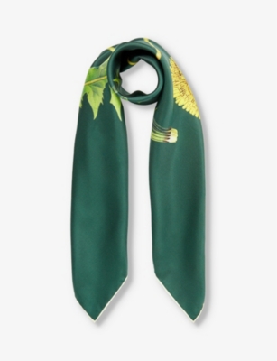 BURBERRY: Floral logo-print silk scarf