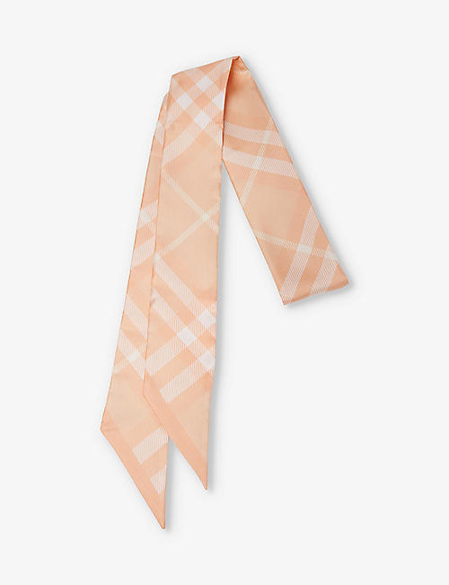 BURBERRY: Check-pattern silk scarf