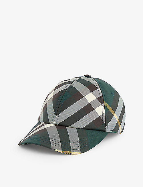 BURBERRY: Check-pattern curved-hem twill hat