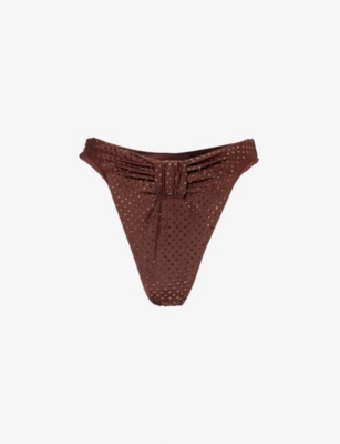 SELF PORTRAIT: High-rise crystal-embellished bikini bottoms