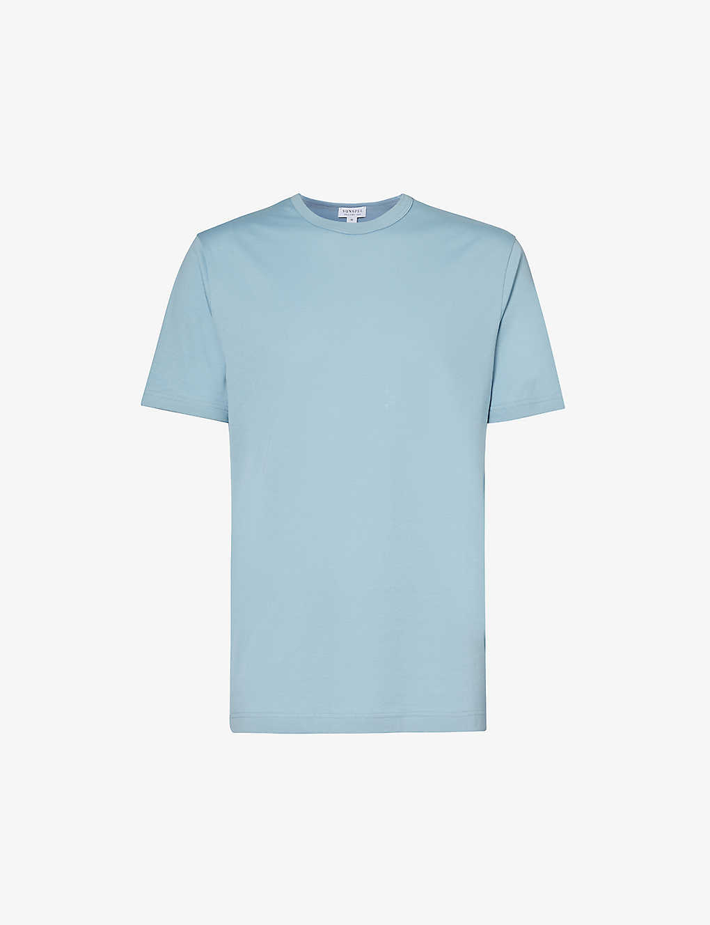 Sunspel Mens Sky Blue24 Short-sleeved Crewneck Cotton-jersey T-shirt