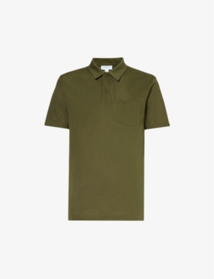 Sunspel Mens Dark Olive24 Riviera Patch-pocket Cotton Polo Shirt In Dark Green