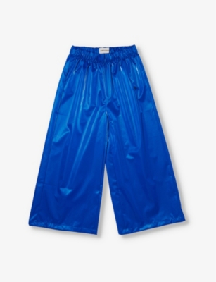 Shop Bobo Choses Girls Blue Kids High-rise Elasticated-waist Metallic Shell Trousers 4-13 Years