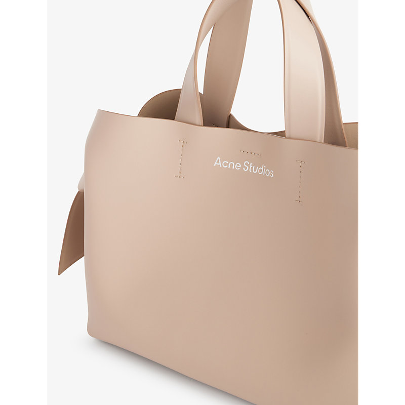 Shop Acne Studios Musubi Leather Tote Bag In Taupe Beige
