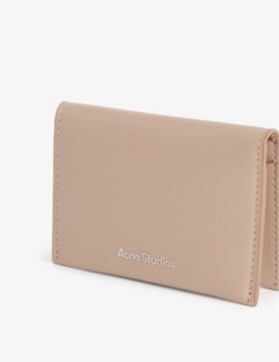 Shop Acne Studios Taupe Beige Foil-branded Six-slot Leather Card Holder