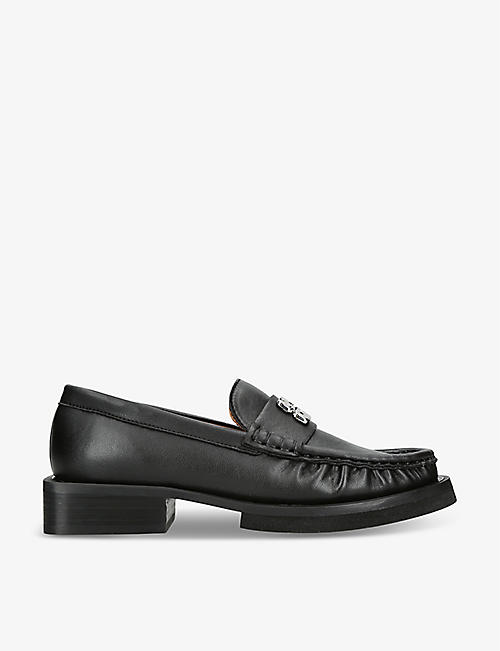 GANNI: Butterfly brand-plaque leather loafers