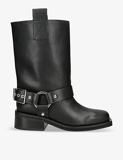 GANNI: Buckle-embellished leather ankle boots
