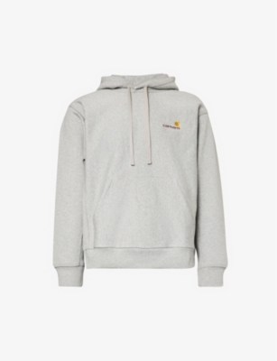 Carhartt American Script Logo-embroidered Cotton-blend Jersey Hoodie In Grey