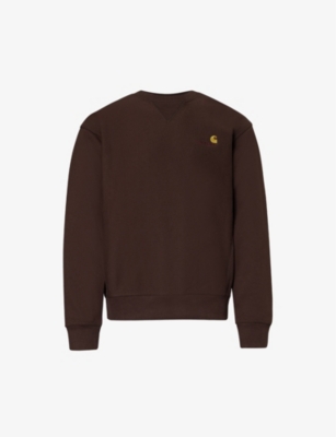 Carhartt American Script Logo-embroidered Cotton-blend Sweatshirt In Tobacco