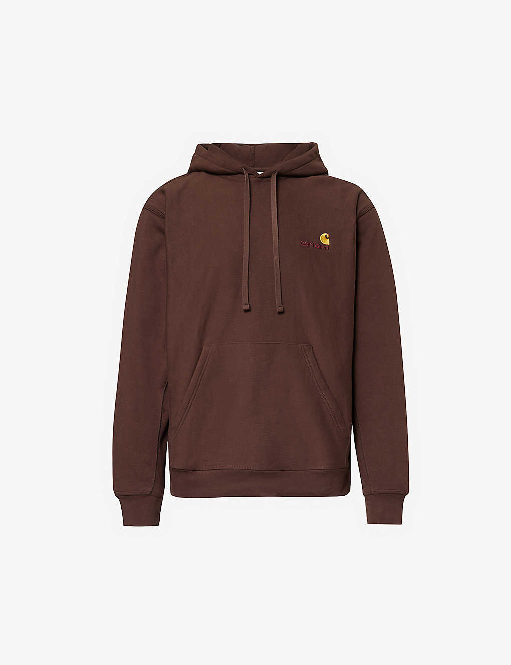 Carhartt Wip Mens Tobacco American Script Logo-embroidered Cotton-blend Hoody In Brown