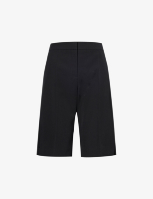 Shop Givenchy Women's Black Straight-leg Mid-rise Wool Shorts