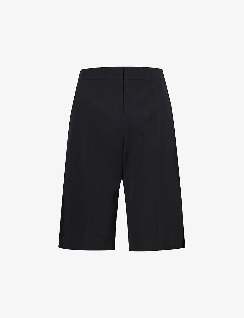 Shop Givenchy Straight-leg Mid-rise Wool Shorts In Black