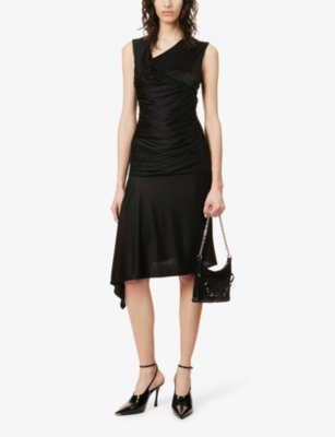Shop Givenchy Women's Black Sleeveless Draped-front Woven Midi Dress