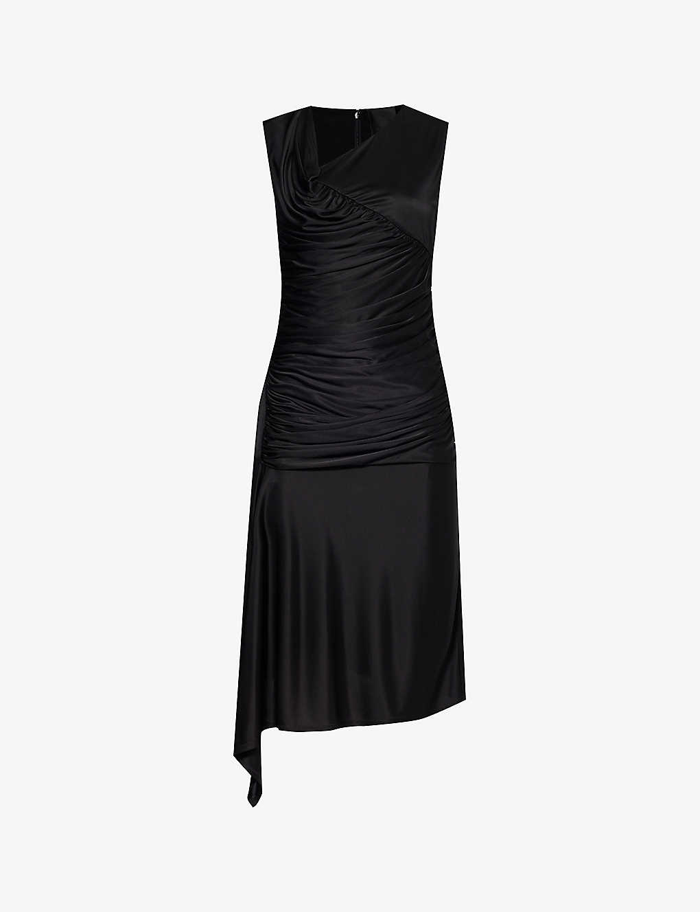 Givenchy Womens Black Sleeveless Draped-front Woven Midi Dress