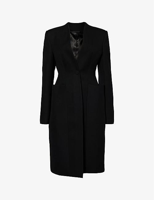 GIVENCHY: Padded-shoulder slim-fit wool coat