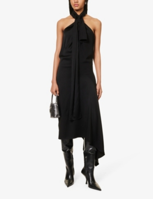 Shop Givenchy Women's Black Lavaliere Halterneck Woven Midi Dress