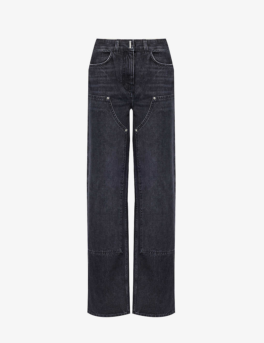 Givenchy Womens Faded Black Faded-wash Wide-leg Mid-rise Jeans