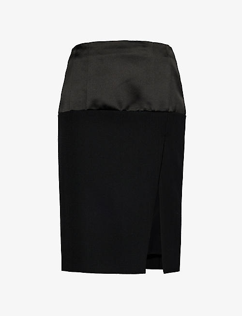 GIVENCHY: Contrast-panel wool-blend mini skirt