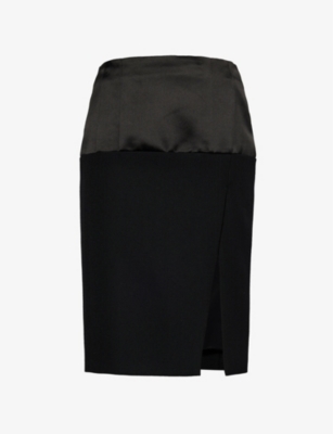 Givenchy Contrast-panel Wool-blend Mini Skirt In Black