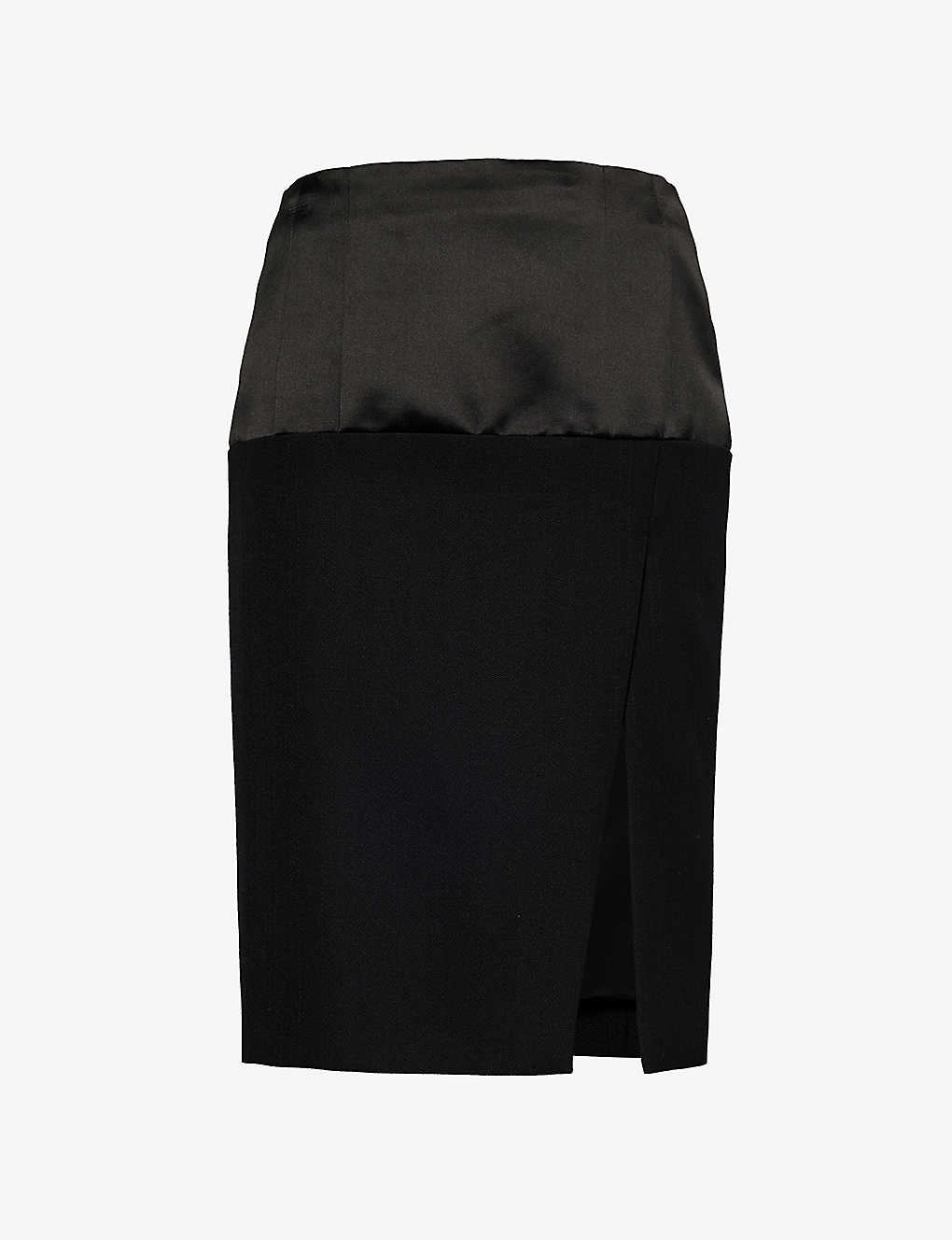Givenchy Contrast-panel Wool-blend Mini Skirt In Black