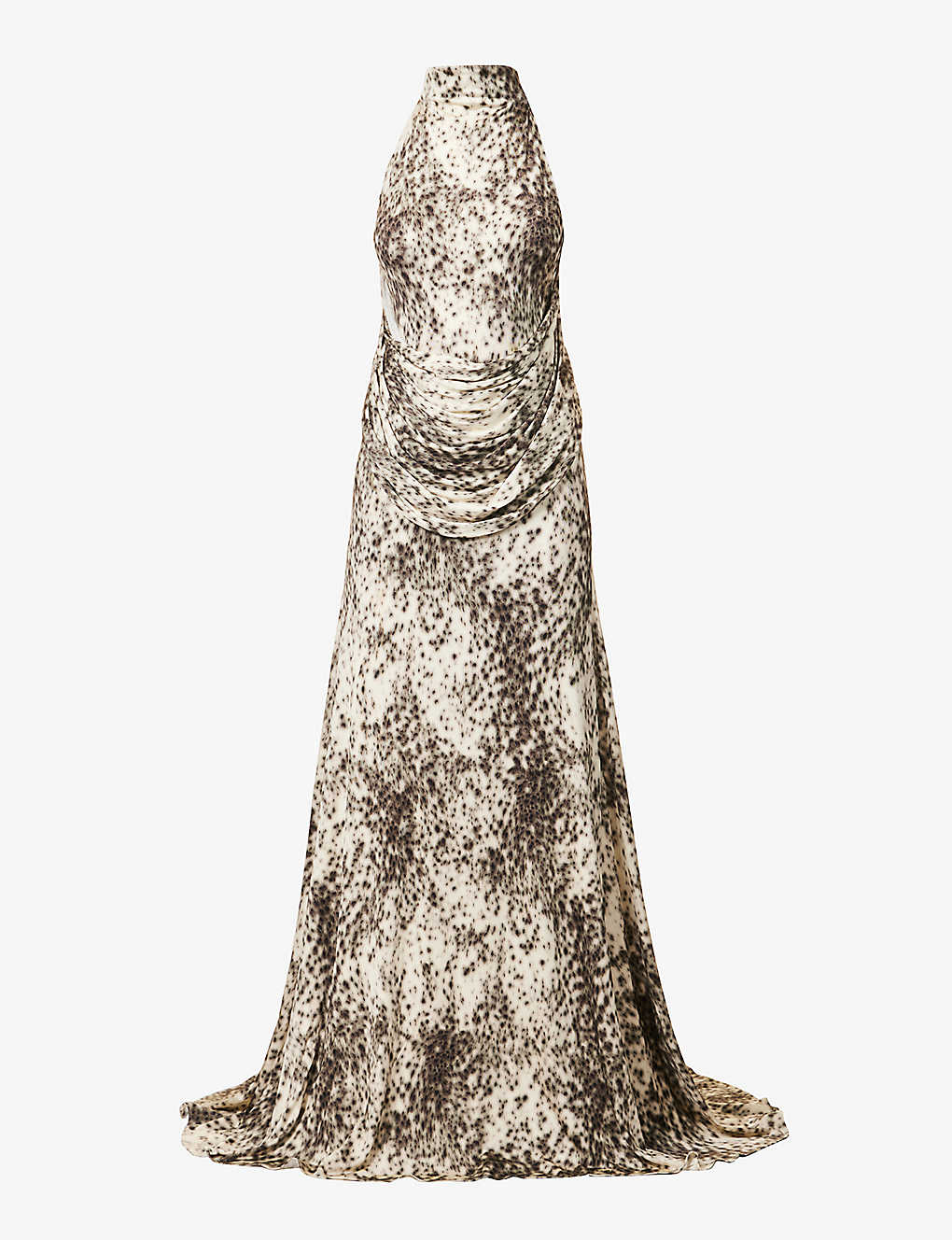 Givenchy Womens Natural Brown Abstract-pattern High-neck Stretch-woven Gown