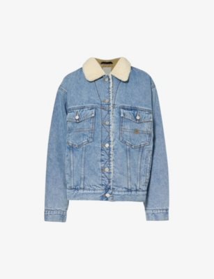 GIVENCHY: Logo-embroidered contrast-collar denim jacket