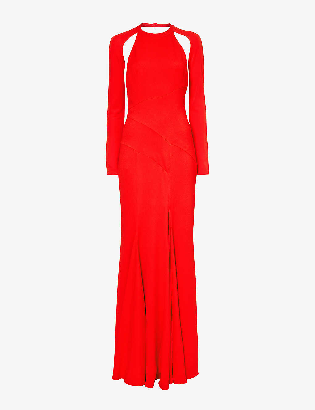 Givenchy Womens Vermillon Open-back Flared-hem Stretch-woven Maxi Dress