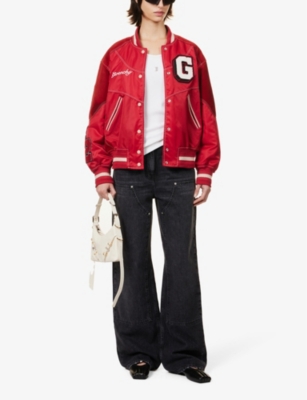 Shop Givenchy Womens Red Cherry Brand-appliqué Relaxed-fit Shell Jacket